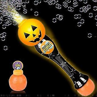 Halloween Pumpkin Bubble Wand With LED Light And Music, Party Favors Outdoor Toy_NEW