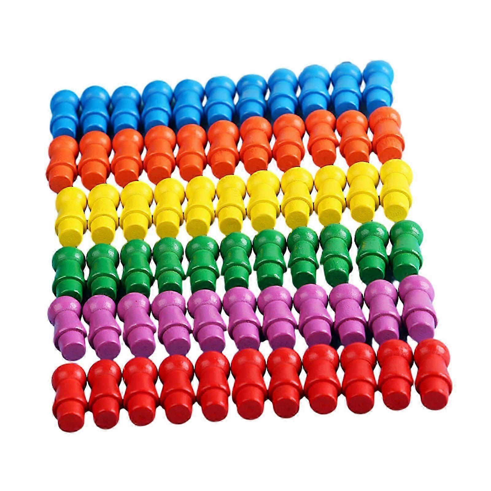 Wooden Multicolor Checkers Pawns Set