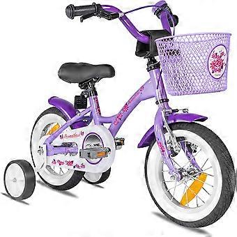 PROMETHEUS BICYCLES kinderfiets 12 inch meisjes- fiets meisje van 3 jaar met zijwieltjes terugtraprem Meisjesfiets 12 inch in paars