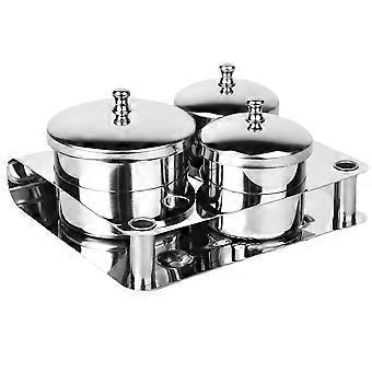 Multi-Function Nail Dishes Silver Stainless Steel for Manicure Use 2Sets