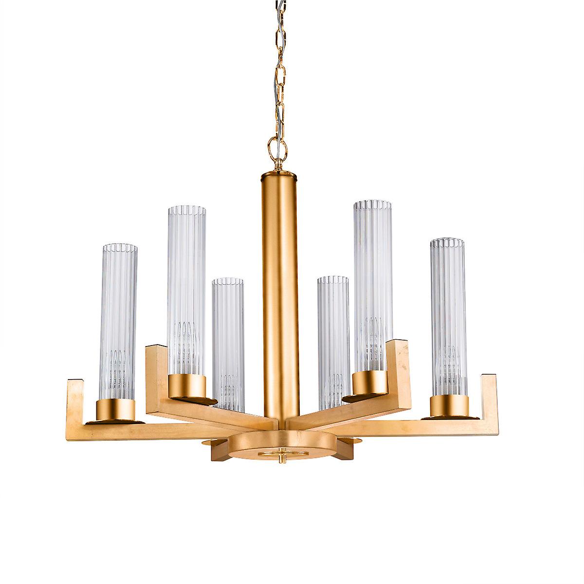Raggio Glass Multi Arm Pendant Ceiling Light 6 Light Gold Leaf