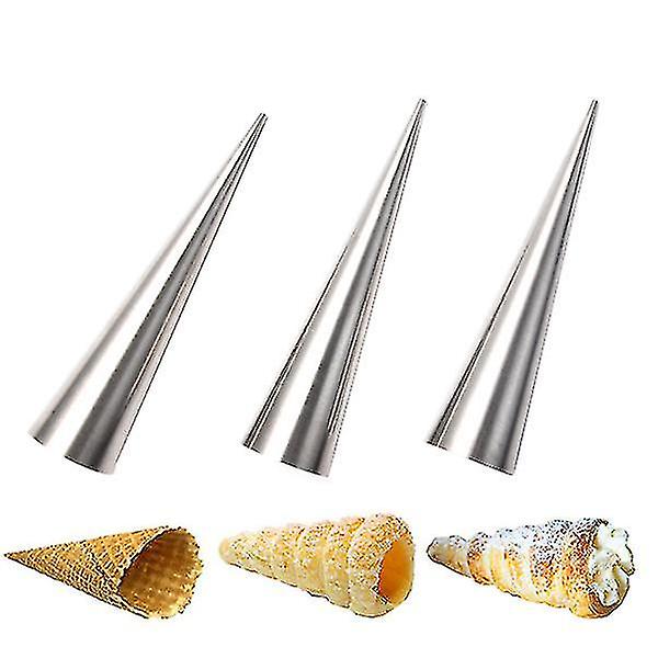 A Set Of 3 Conical Stainless Steel Spiral Tubes Croissant Baking Tools
