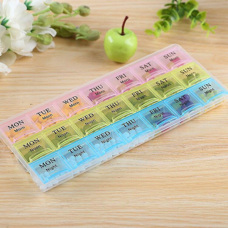 Pill Storage Box 7 Days Medicine Box Weekly Tablet Holder Storage Organizer Container Case Pill Box Splitters Weekly 7 Day 21