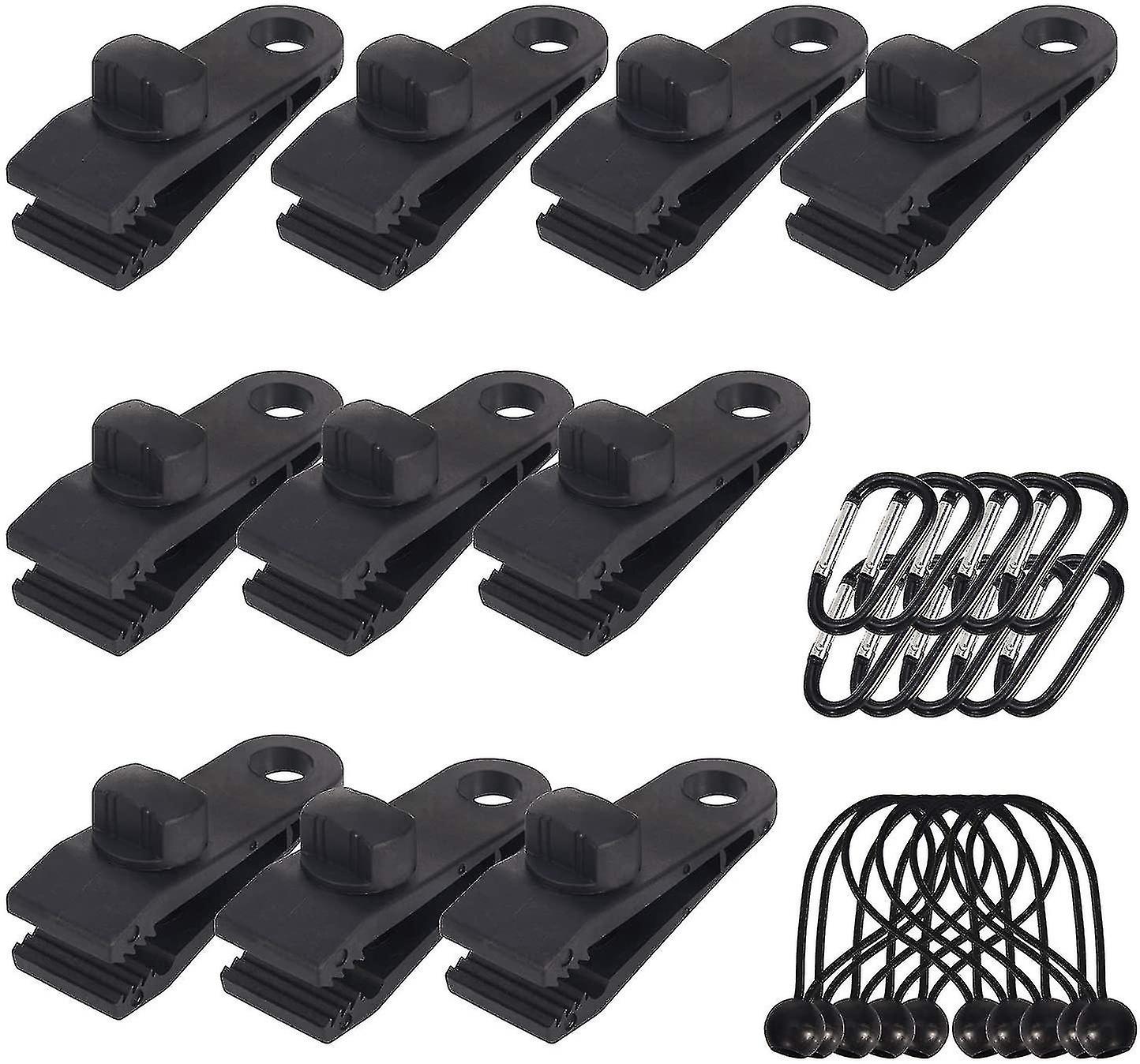 Set Of 10 Tarp Clips Outdoor Tarp Holder With Canvas Tie And Elastic Cord