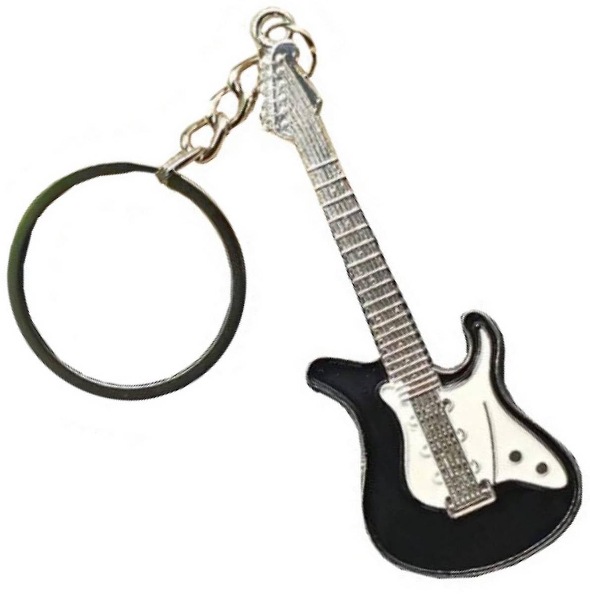 Bassin and Brown Guitar Key Ring - Black/White/Silver