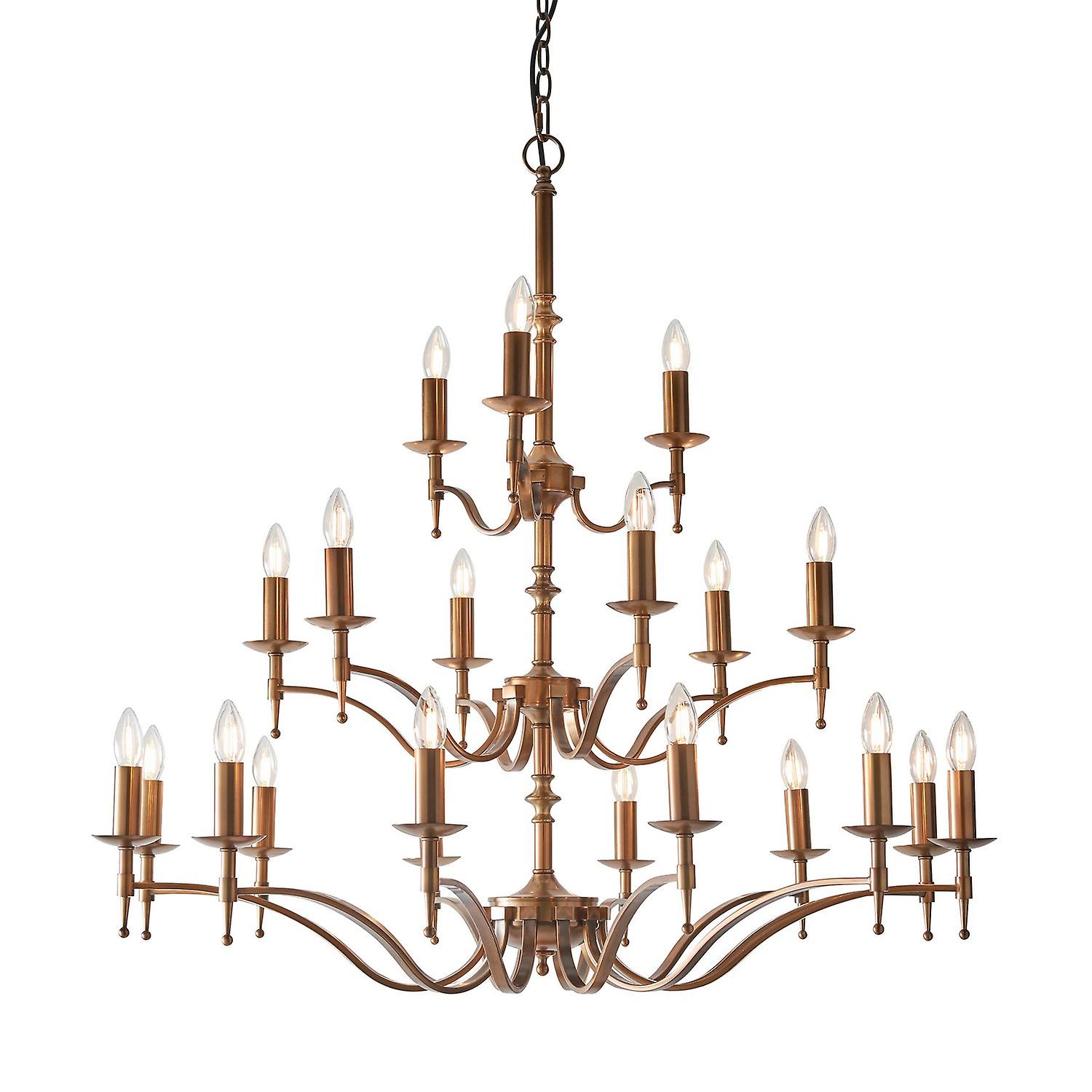 Interiors - 21 Light Chandelier Antique Brass Finish, E14
