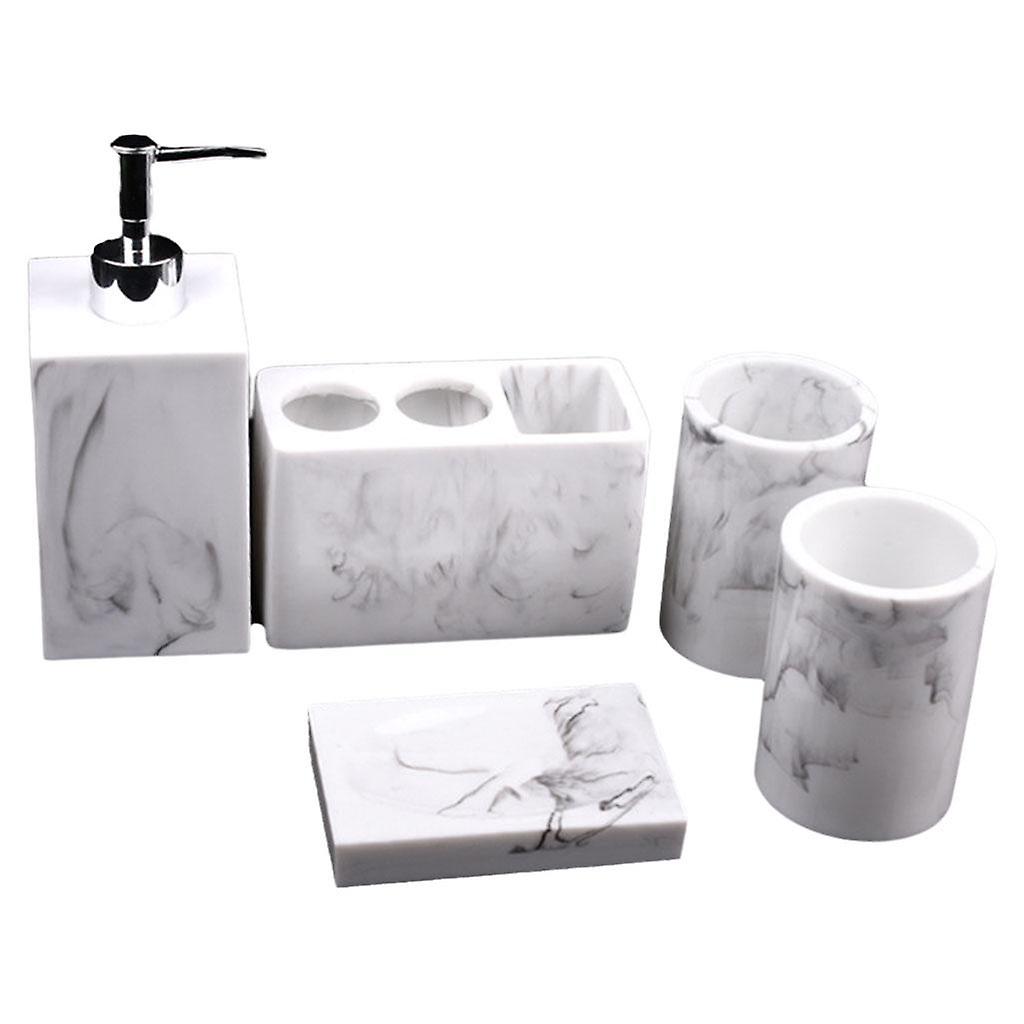 Bath Bathroom Accessories Set 5-pack Resin Toothbrush Holder Soap Dish