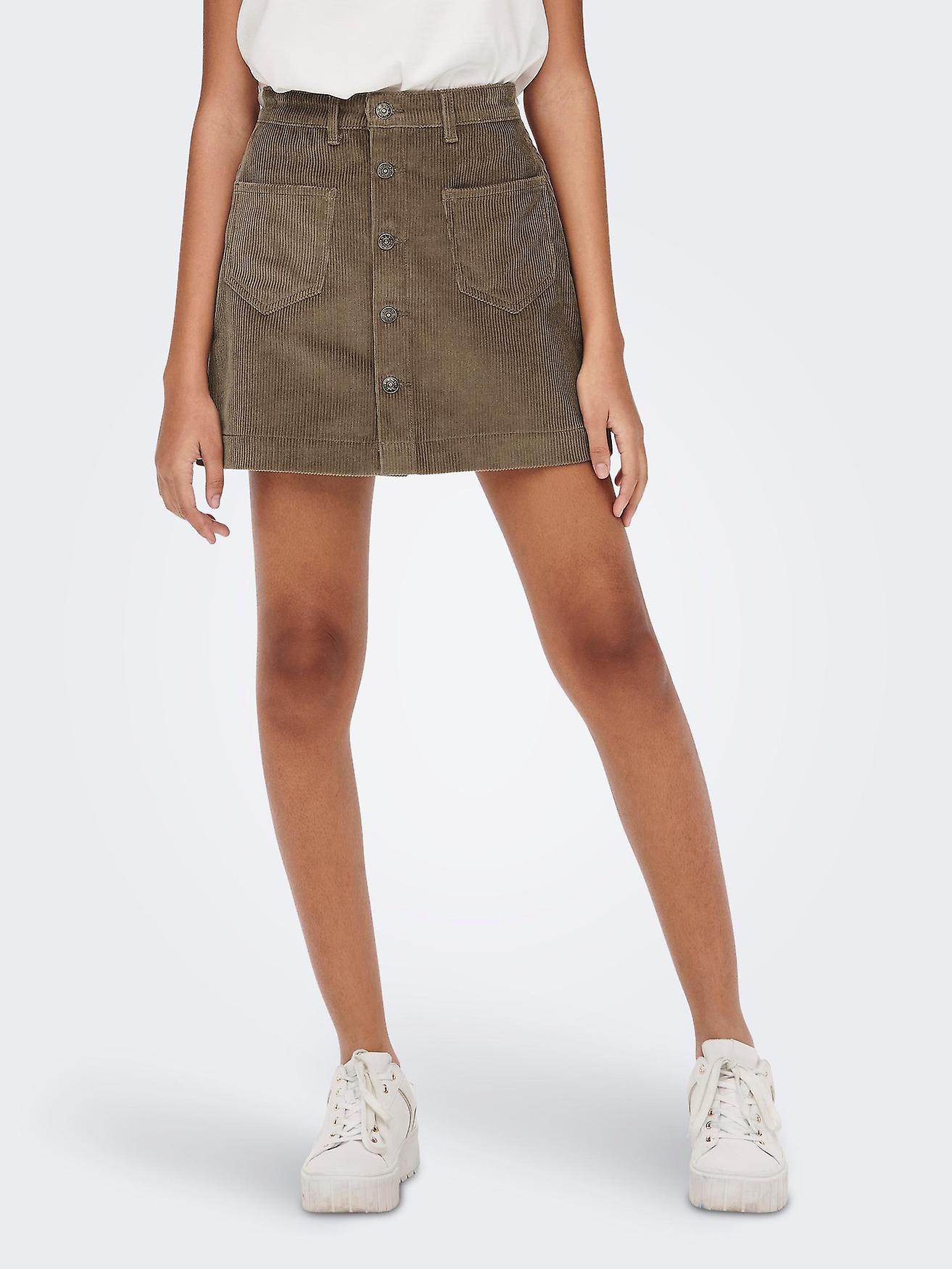 ONLY Women's Mini Cord Skirt Short High Waist Skirt with Button Closure ONLAMAZING NEW