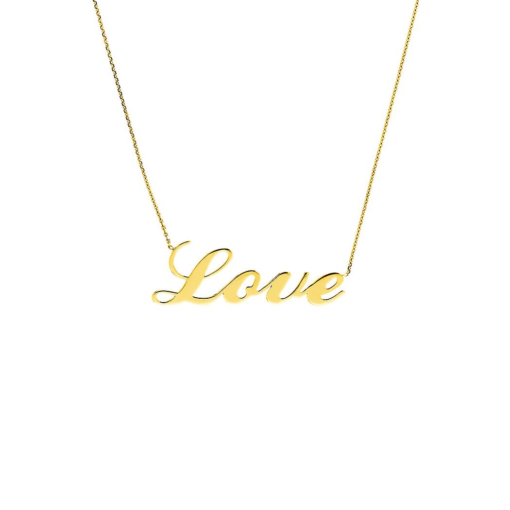 Colar com pingente de amor ajustável lateralmente em prata de lei 925 banhada a ouro, 45 cm (18 polegadas), para mulheres.