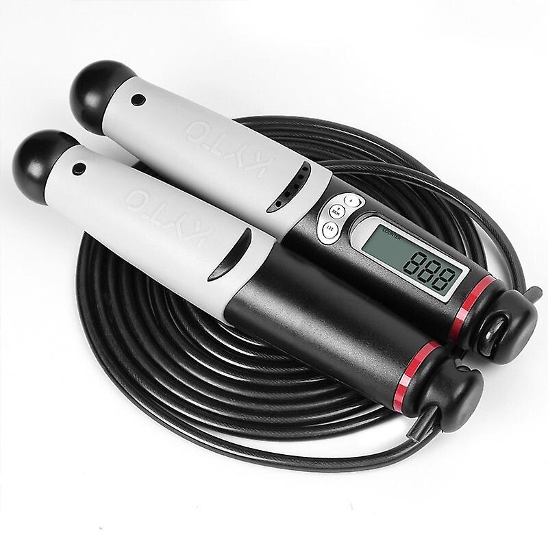 Skipping Rope with Steel Wire Rope (Black Gray)