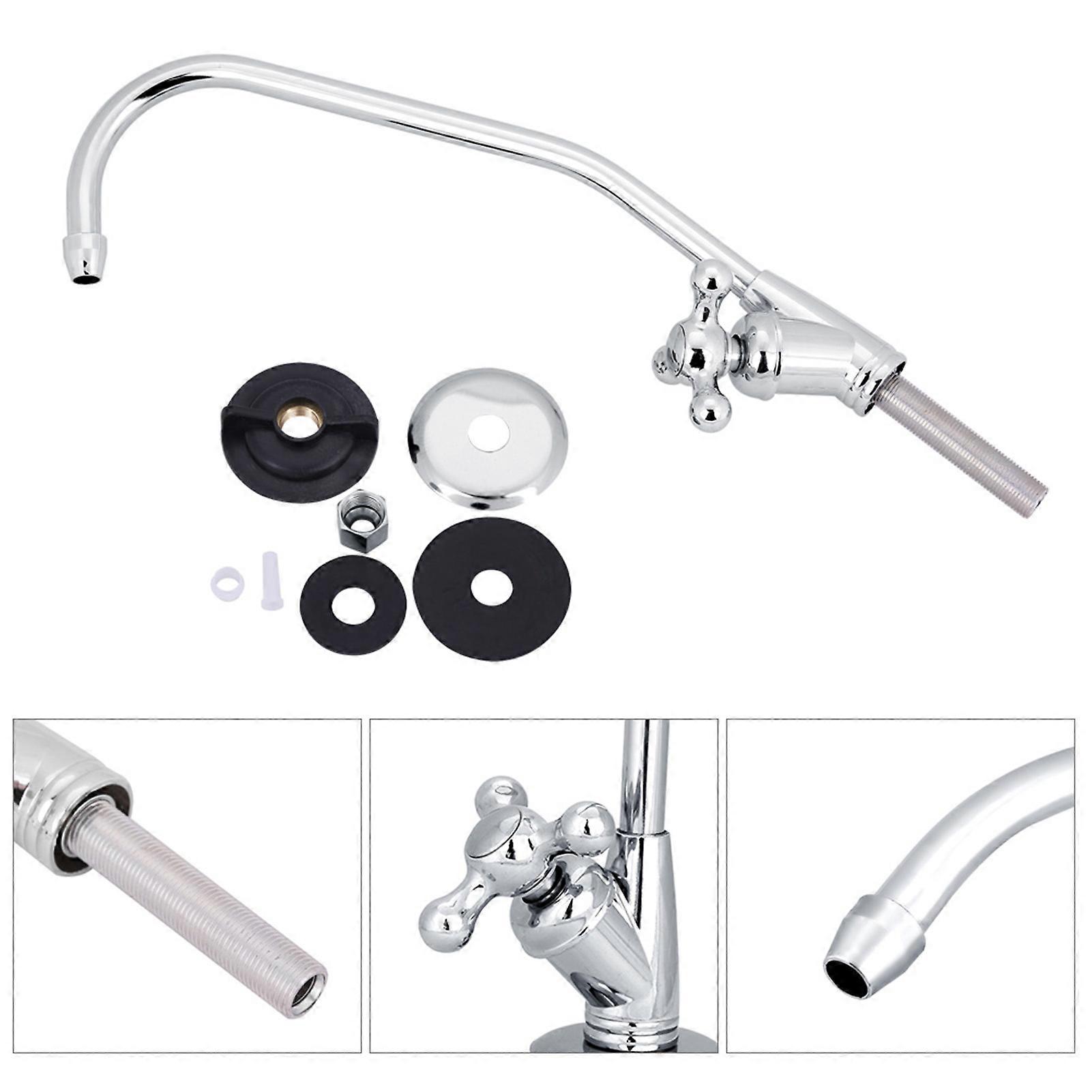 1/4'' Zinc Alloy Chrome Kitchen Faucet Tap 28cm Rotatable Silver
