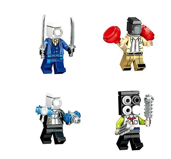 4PC Set Mini Skibidi Toilet Blocks Toy Anime Game Action Figures Building Bricks Toys Gift