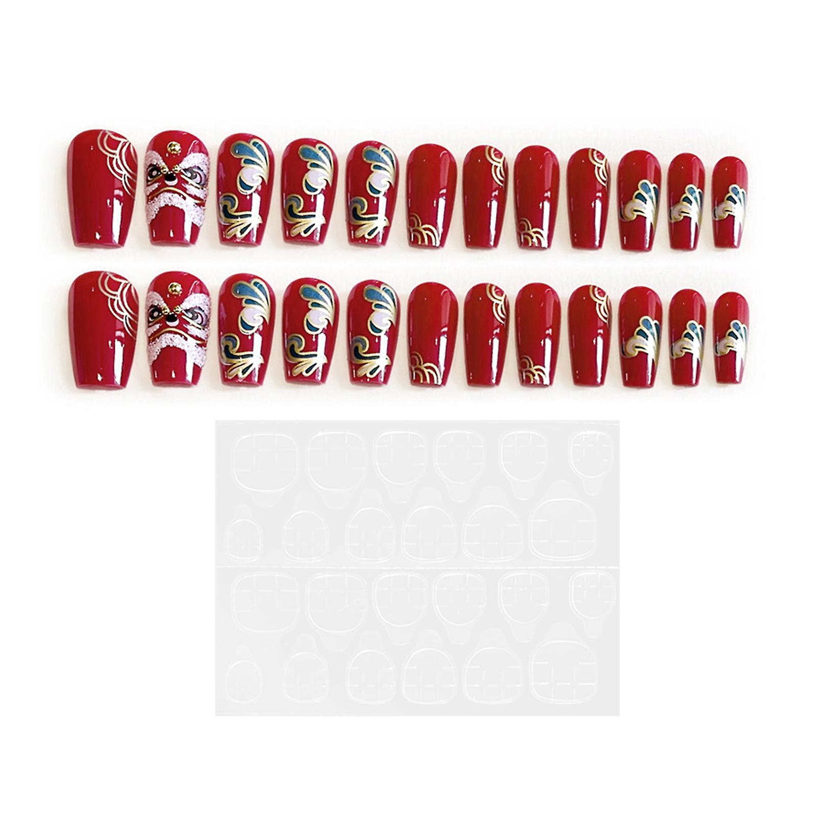 Unique Lion-Pattern Nails Long Lasting Non-fading False Nails for Professionals
