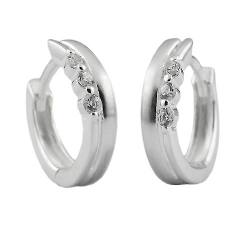 Hoop earrings 13x3x4mm hinged zirconia matt-glossy silver 925
