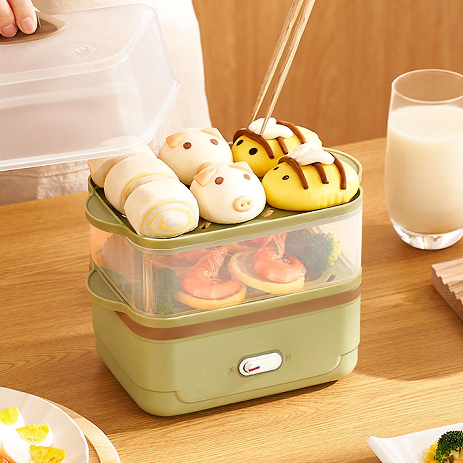 Double Layer Egg Cooker Plastic Green Electric Egg Boiler Maker for Egg Steamed Bread 