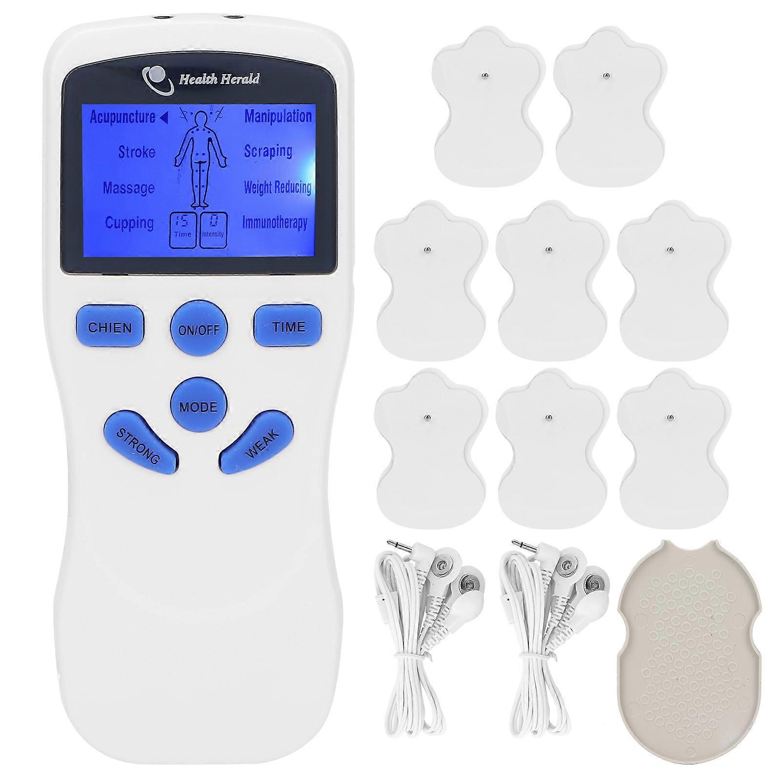 Portable Muscle Stimulator Pulse Massager with 8 Pads US Plug