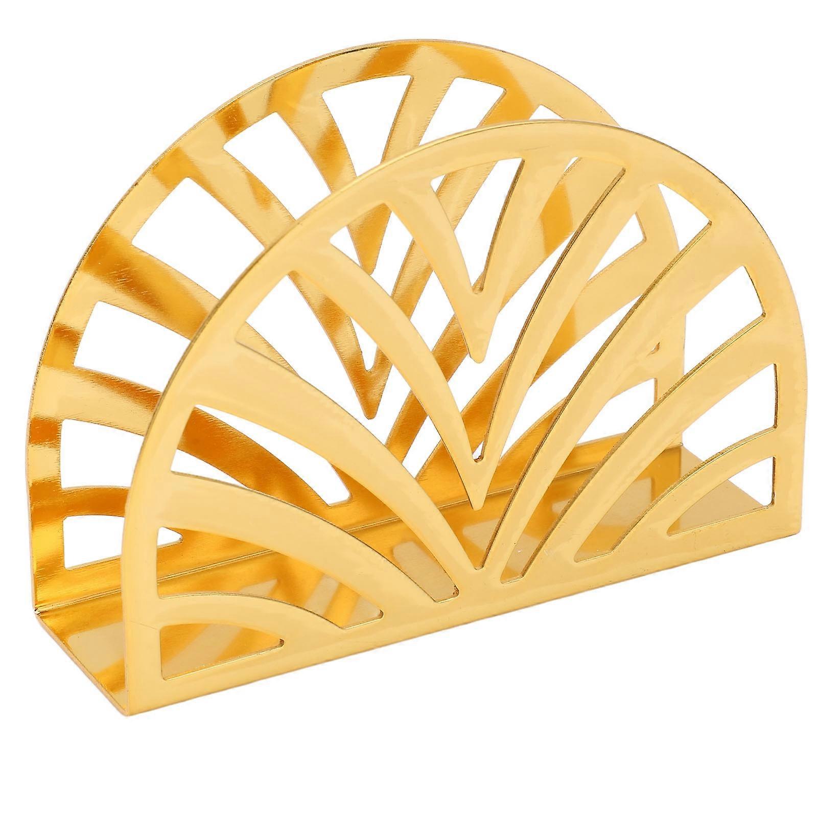 Porte-serviettes vertical en acier inoxydable, forme demi-cercle ajourée, doré, avec fond antidérapant, pour pique-nique