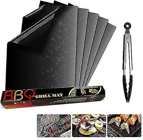 Barbecue Cooking Mat And Clip, Set Of 5 Barbecue Apis 40x33 Cm Bbq Mat Non-stick, Reusable, For Gas (shikai)-YUHAO
