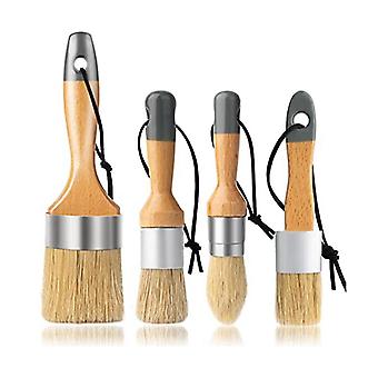 4 Stück Kreide- und Wachspinselmöbel, kleiner runder ovaler Pinsel mit Naturborsten für Painti