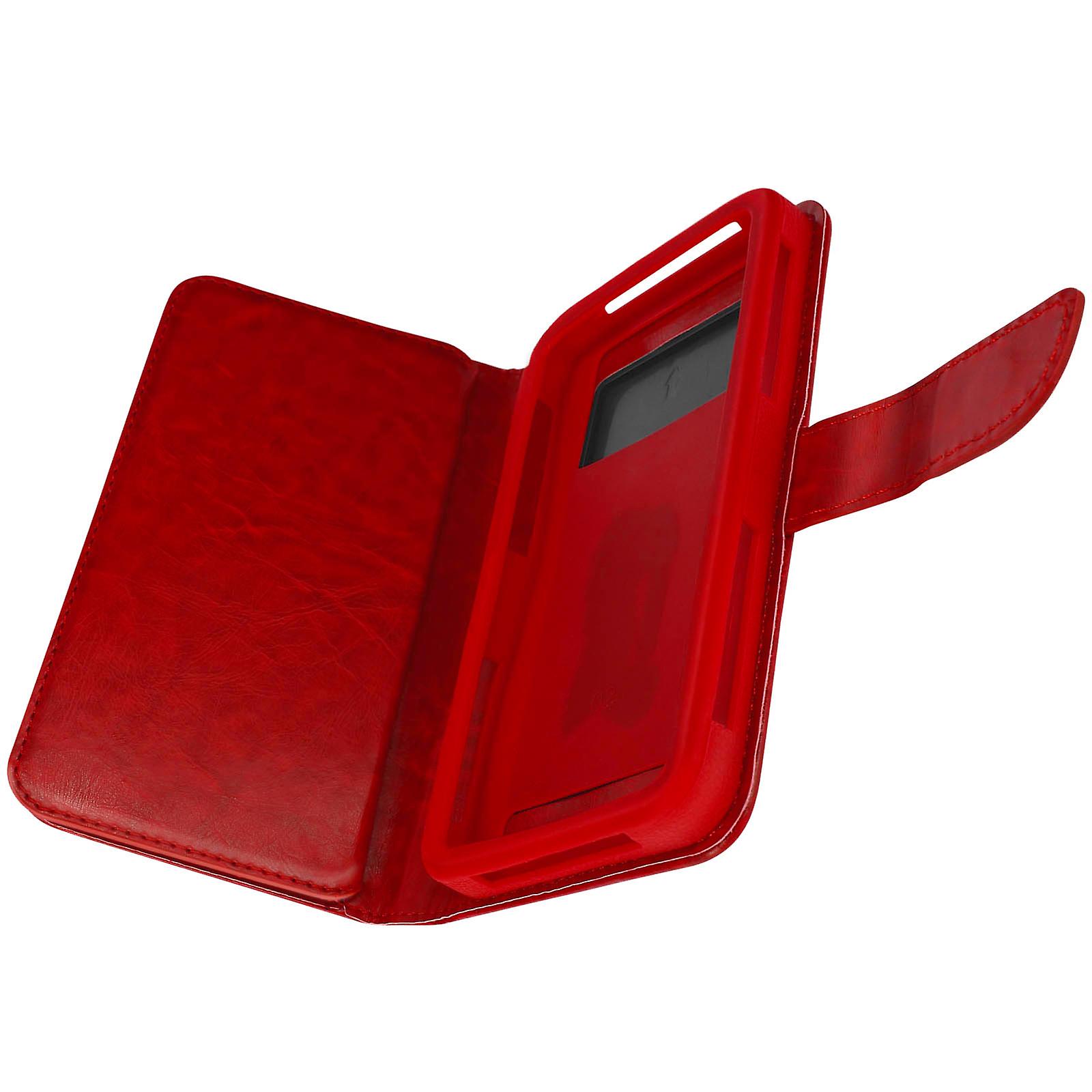 Universal Smartphone wallet case, with 6 card slots, size: 3XL - Red
