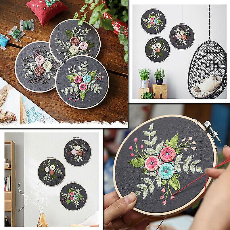 Embroidery Starter Kit with Flower Pattern Cross Stitch Needlework Kits Hoop DIY