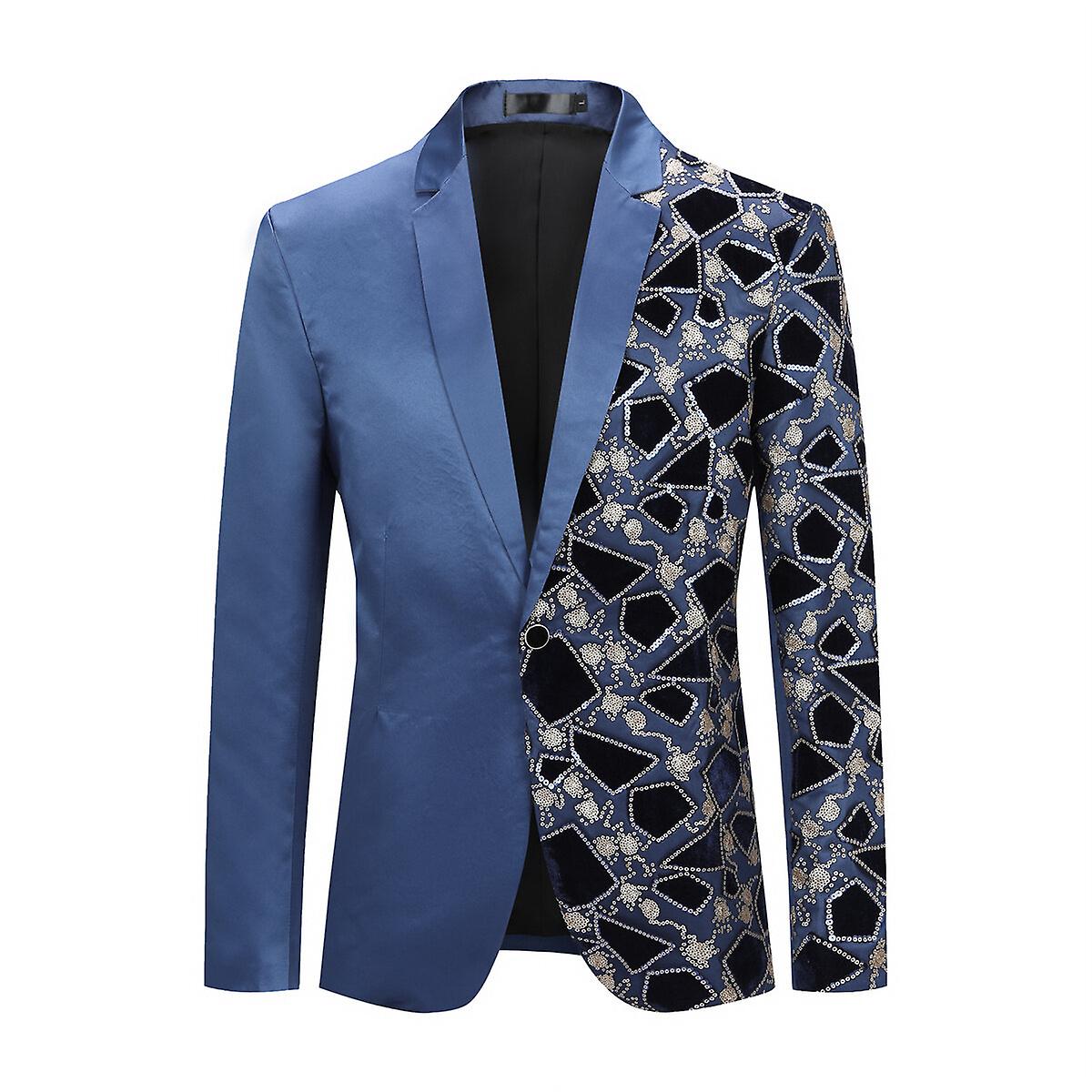 Sliktaa Mens Geometric Sequin Slim Fit Suit Blazer