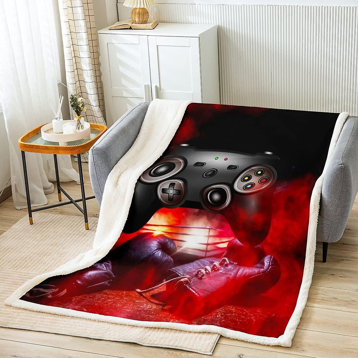 Gamer Fleece Throw Blanket for Bed Sofa Gaming Plush Blanketative Video Game Sherpa Blanket Gaming Gloves Warm Fuzzy Blanket Single