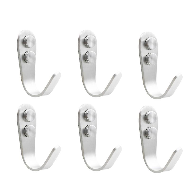 Set of 6 Stainless Steel Coat Hooks, Towel Rack Single Wall Hook Universal Wall Hooks , For Kitchen