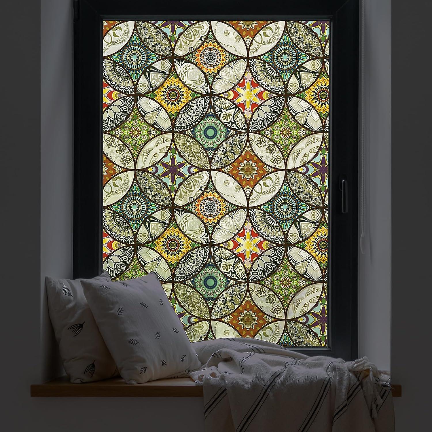 (45x200 cm)Decorative Window Film - Privacy Screen Film - Frosted Glass - Circle Pattern - Static -