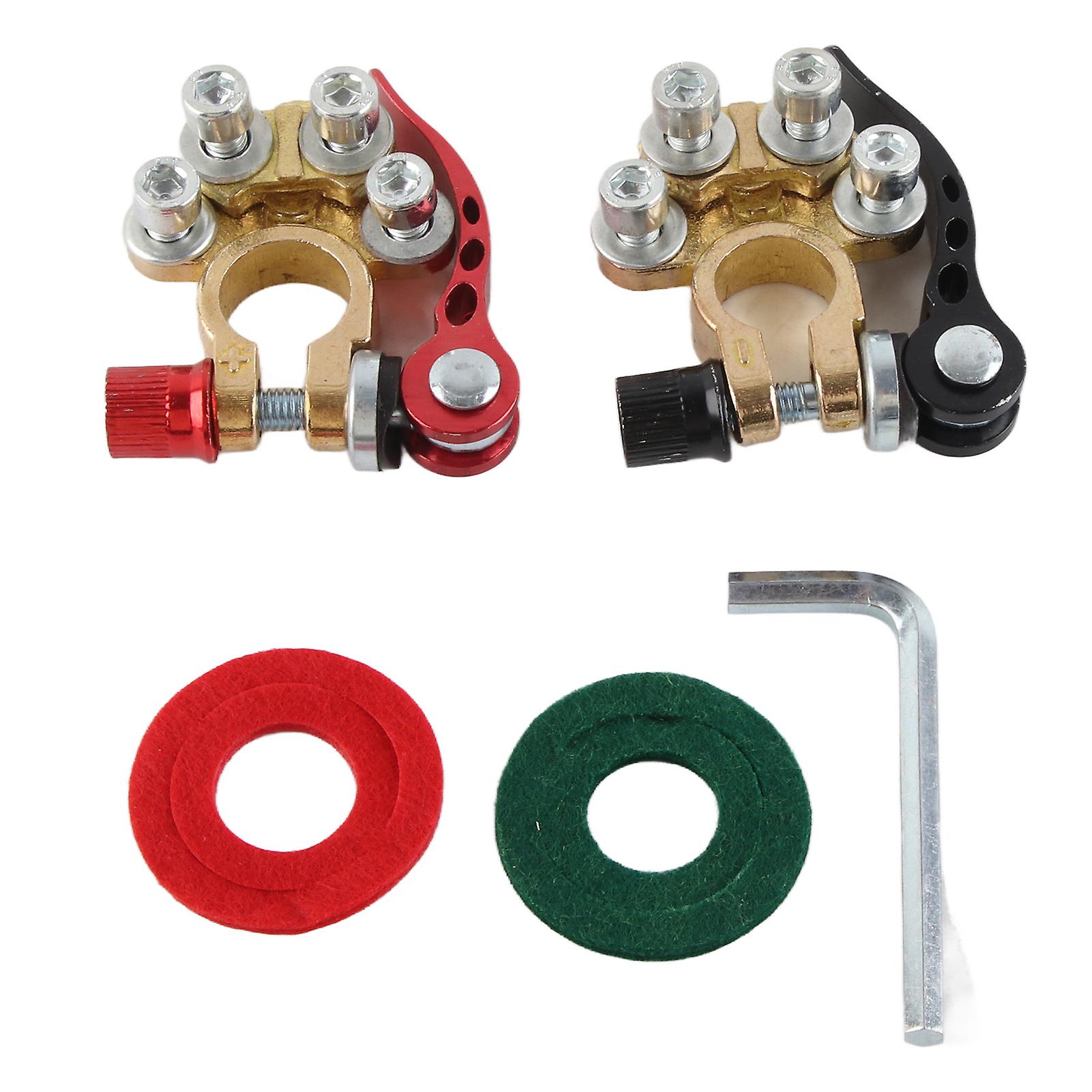 4 Way Quick Release Battery Terminal Connectors with Red Positive and Black Negative Wires