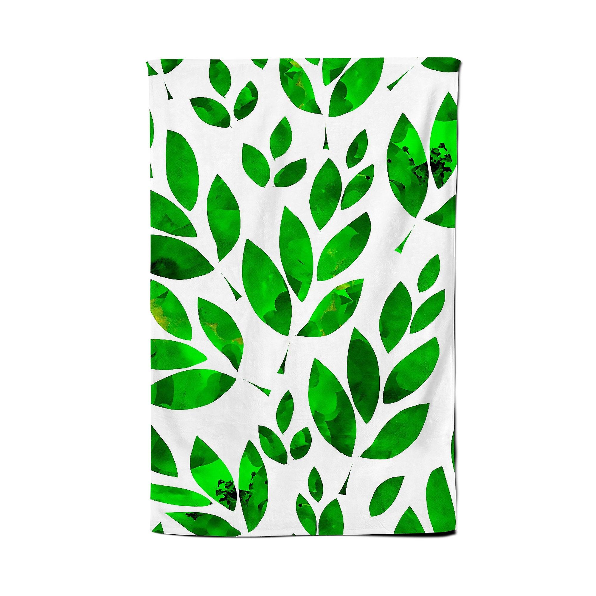 Watercolor Abstract Leaves Tea Towel