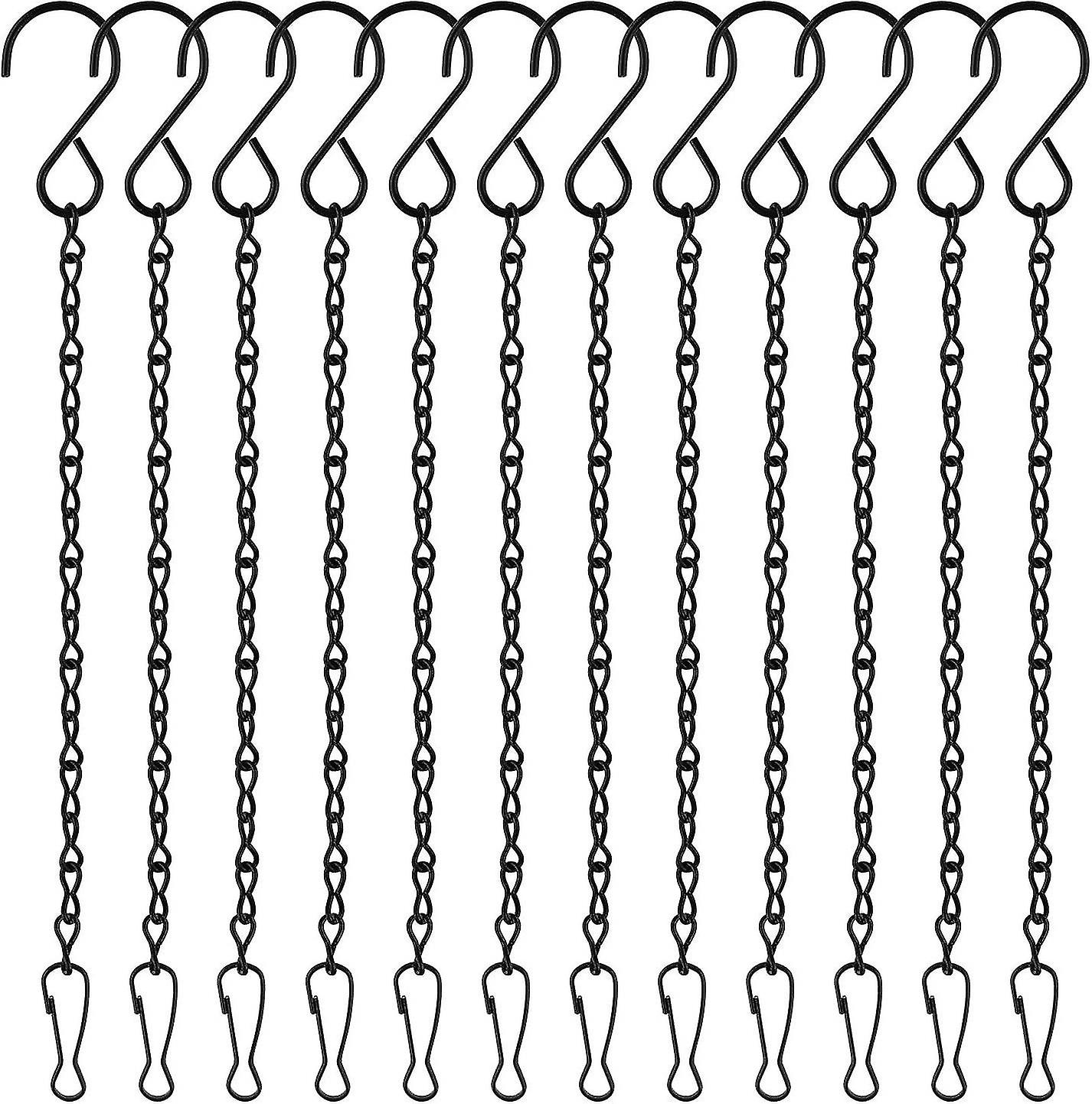 sysy 12 パックブラックハンギングチェーン、ハンギングバスケットチェーン、ガーデンプラントハンガーメタルチェーン( Ho 付き