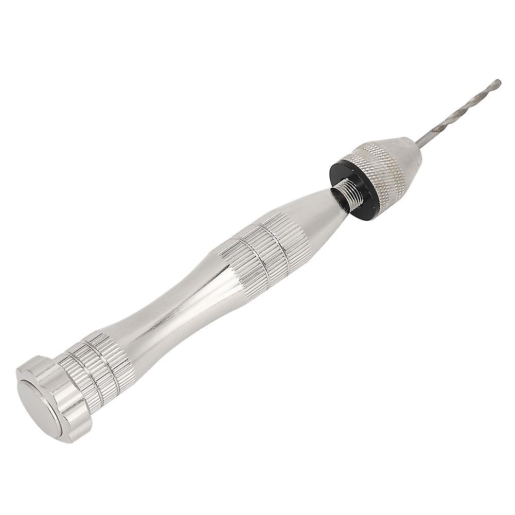 Hand Twist Drill Silver Aluminum Alloy with 10 Different Drill Bit Set Hardware Accessory