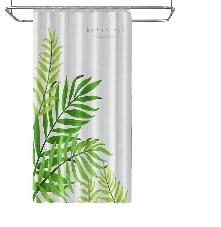 Shower Curtain Waterproof Anti-mold Polyester Fabric Green Leaf Pattern
