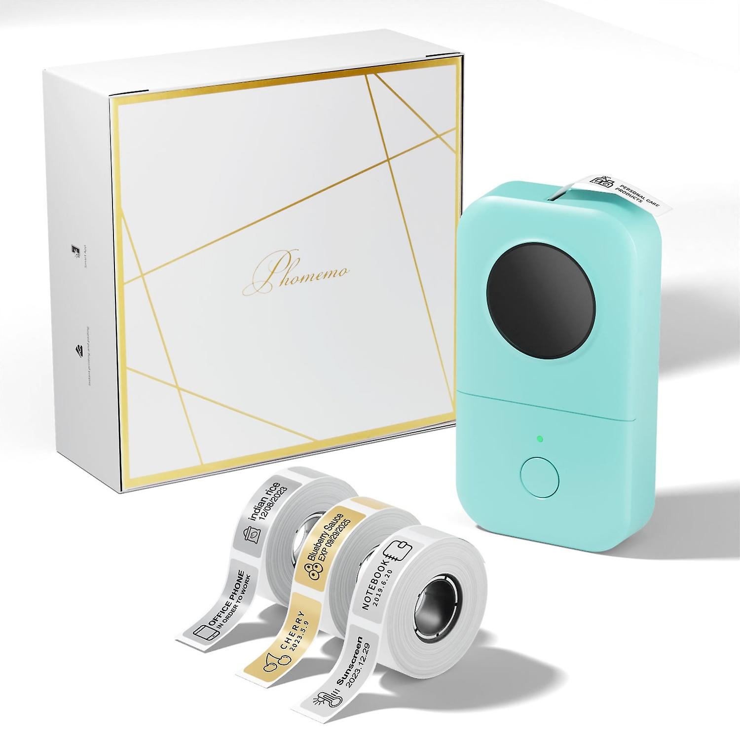 Phomemo D30 Thermal Label Printer With 3 Rolls Paper Green