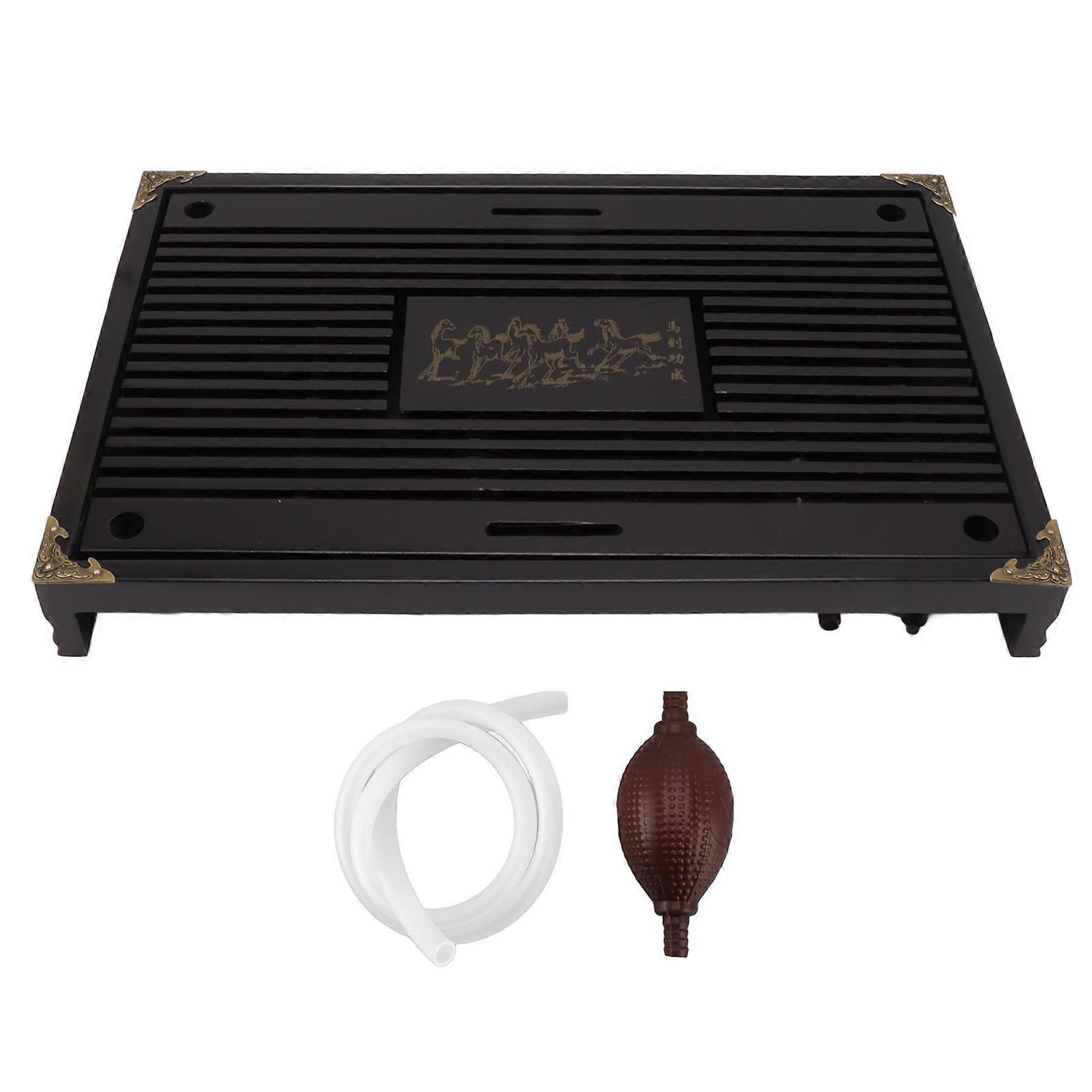 シンプルなティートレイ引き出しタイプ木製排水貯水Gongfuティーテーブルセット家庭用ブラック