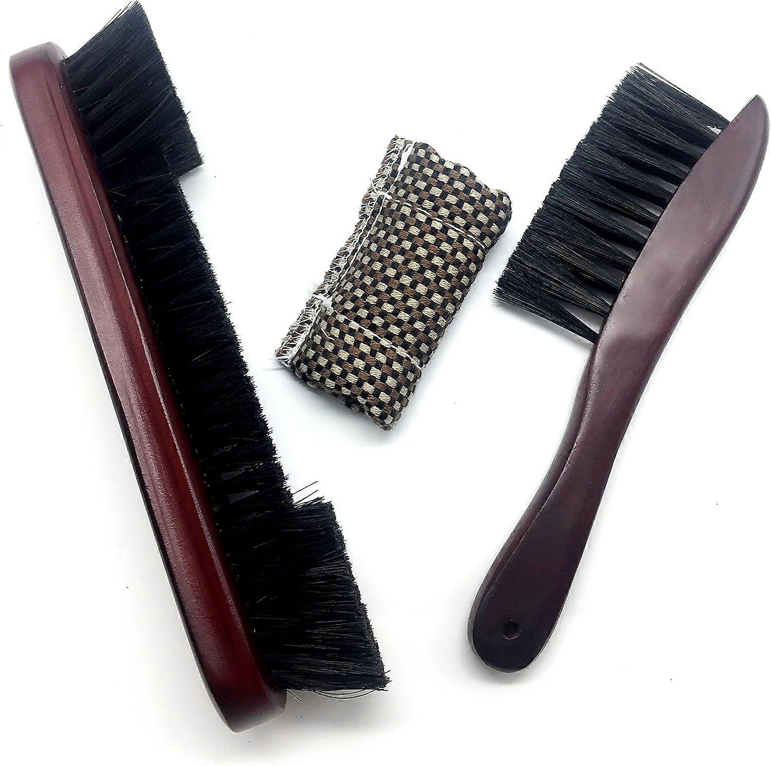 Pool Table and Rail Brush Set with Cloth Cue Shaft Slider