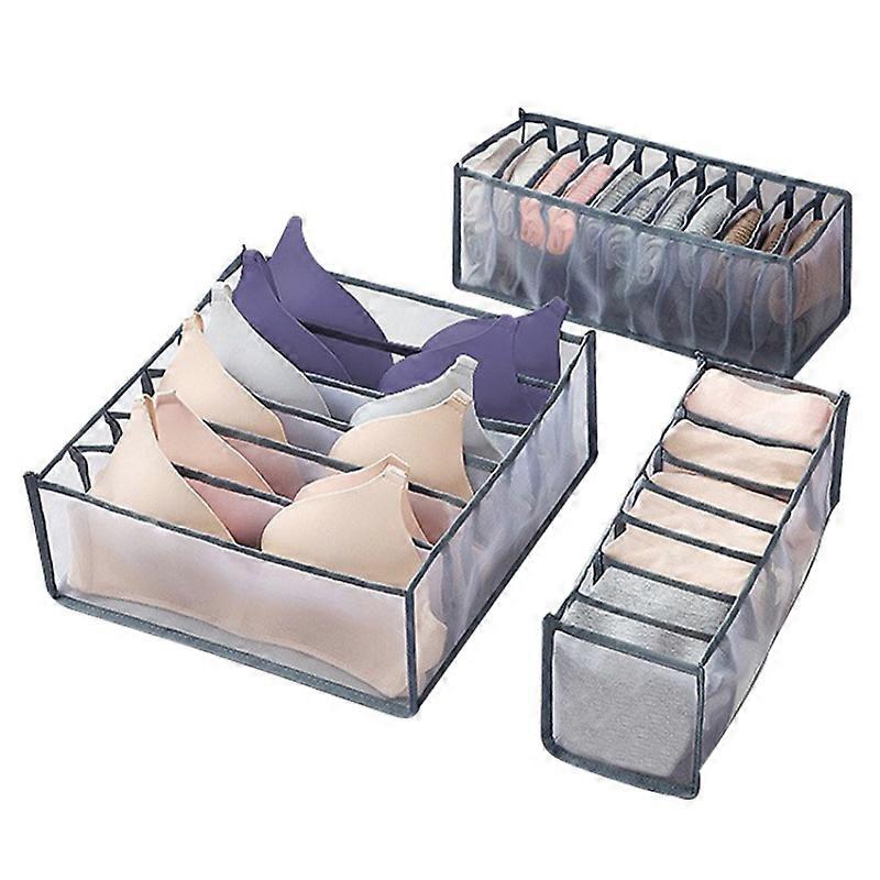 3-Piece Modular Drawer Storage Organizers - Reusable & Breathable Fabric for Effortless Underwear, Bra & Sock Sorting - Space-Saving Wardrobe, Closet,