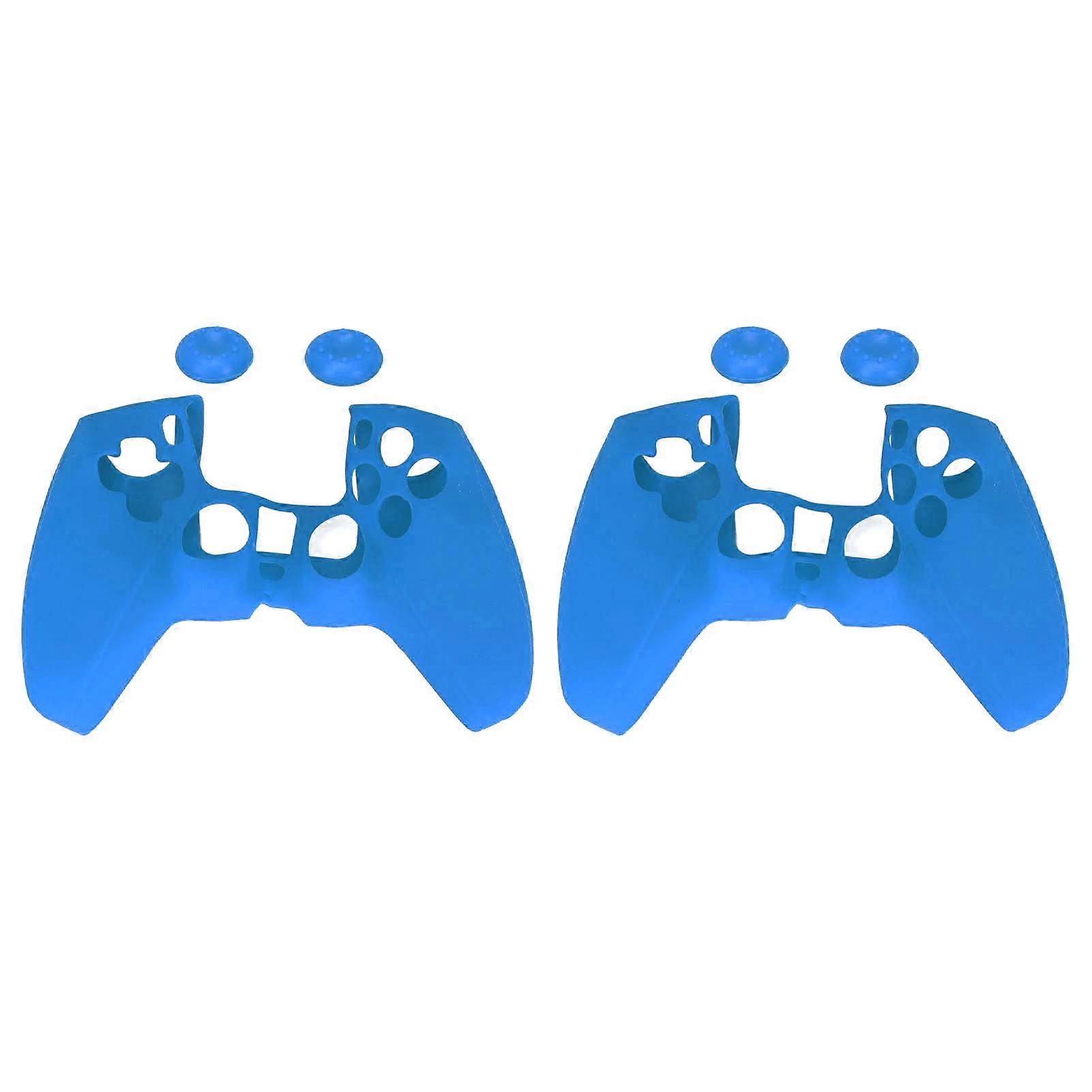 2pcs Silicone Protective Cover Case Ergonomic Soft Prevent Slipping Dustproof Handle Sleeve For Ps5 Controller Blue