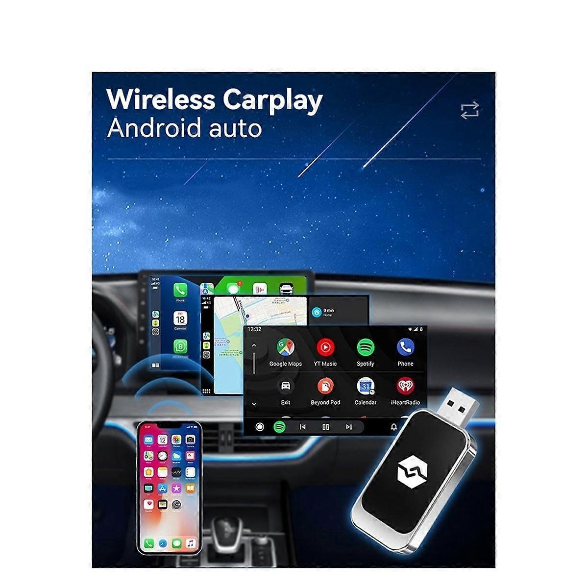 USB 2-In-1 Wireless Carplay Android Auto Adapter Wireless Car Adapter Convert Wired Android Auto to Wireless