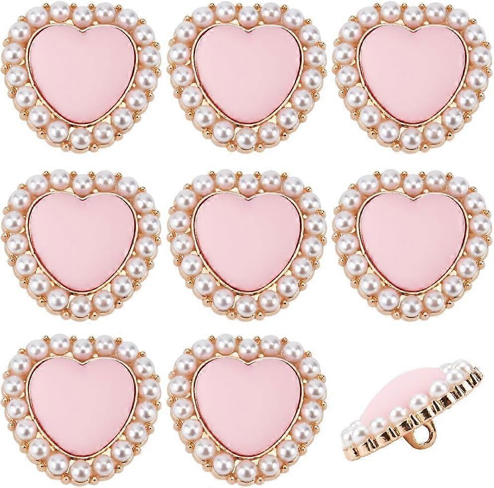 15Pcs Pink Heart Shaped Buttons Heart Pearl Buttons Alloy Decorative Buttons Faux Pearl Buttons Pearl Peach Heart Button for Clothes Cardigans Coat Sw