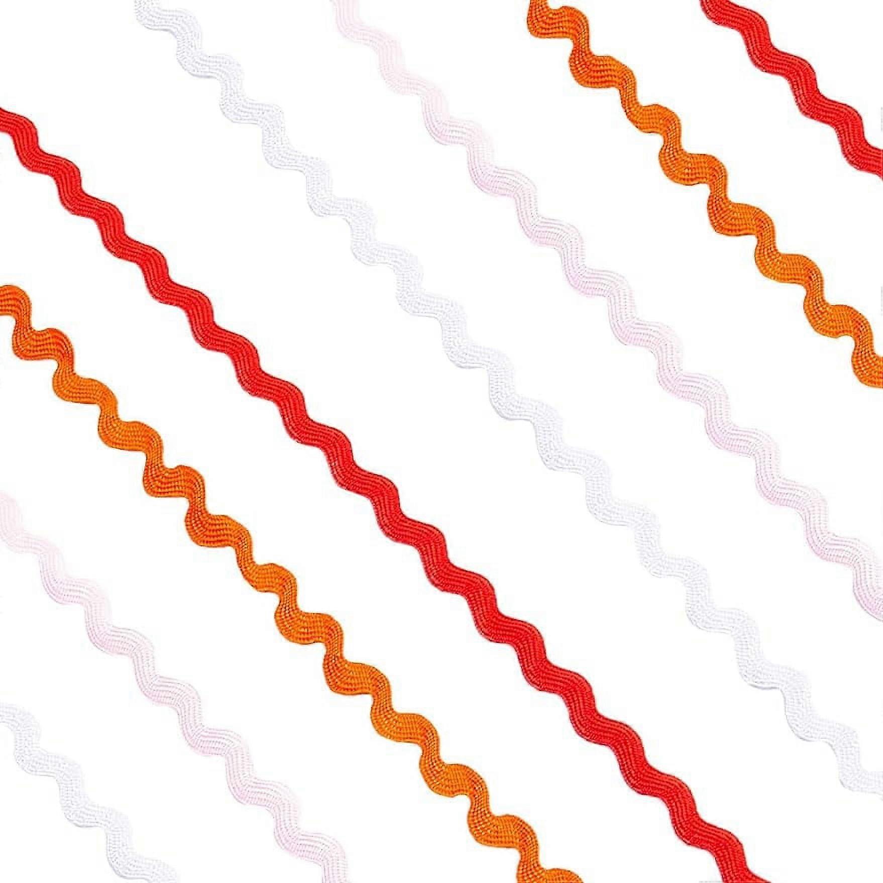 54.7 Yards 4 Colors Polyester Rick Rack Wave Bending Fringe Trim Braided Woven Fabric Ribbon for DIY Sewing