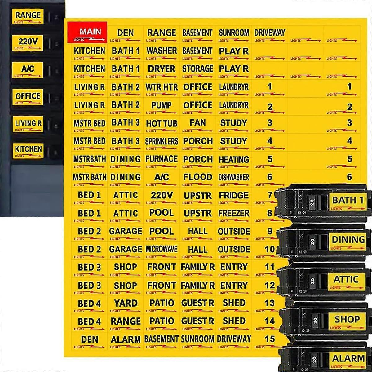 Circuit Breaker Labels, Breaker Box Label, 129 Electrical Panel Labels Fuse Box Stickers, Easy Read and Install (Yellow)