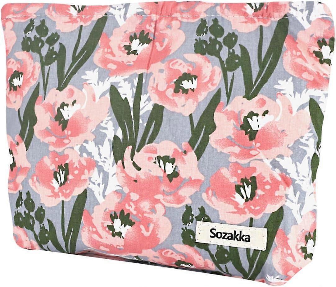 Make-up tas Leuke bloemen afdrukken elegante bloemen canvas toilettas reizen make-up etui organisator mini make-up tas rits make-up zakje