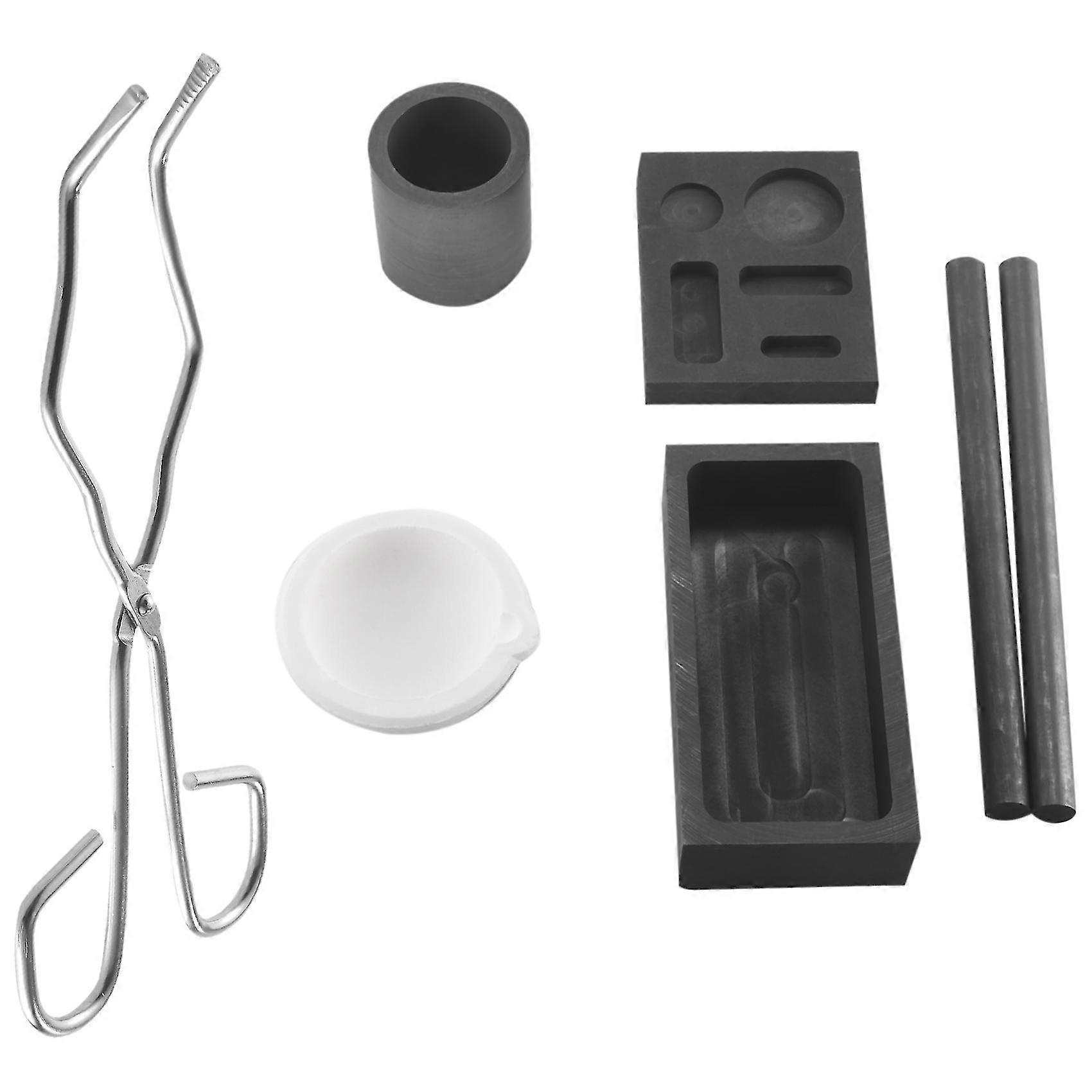 Graphite Torch Melting Casting Kit,2 Graphite Crucible Stir Stick, Quartz Crucible, Cylindrical Gra