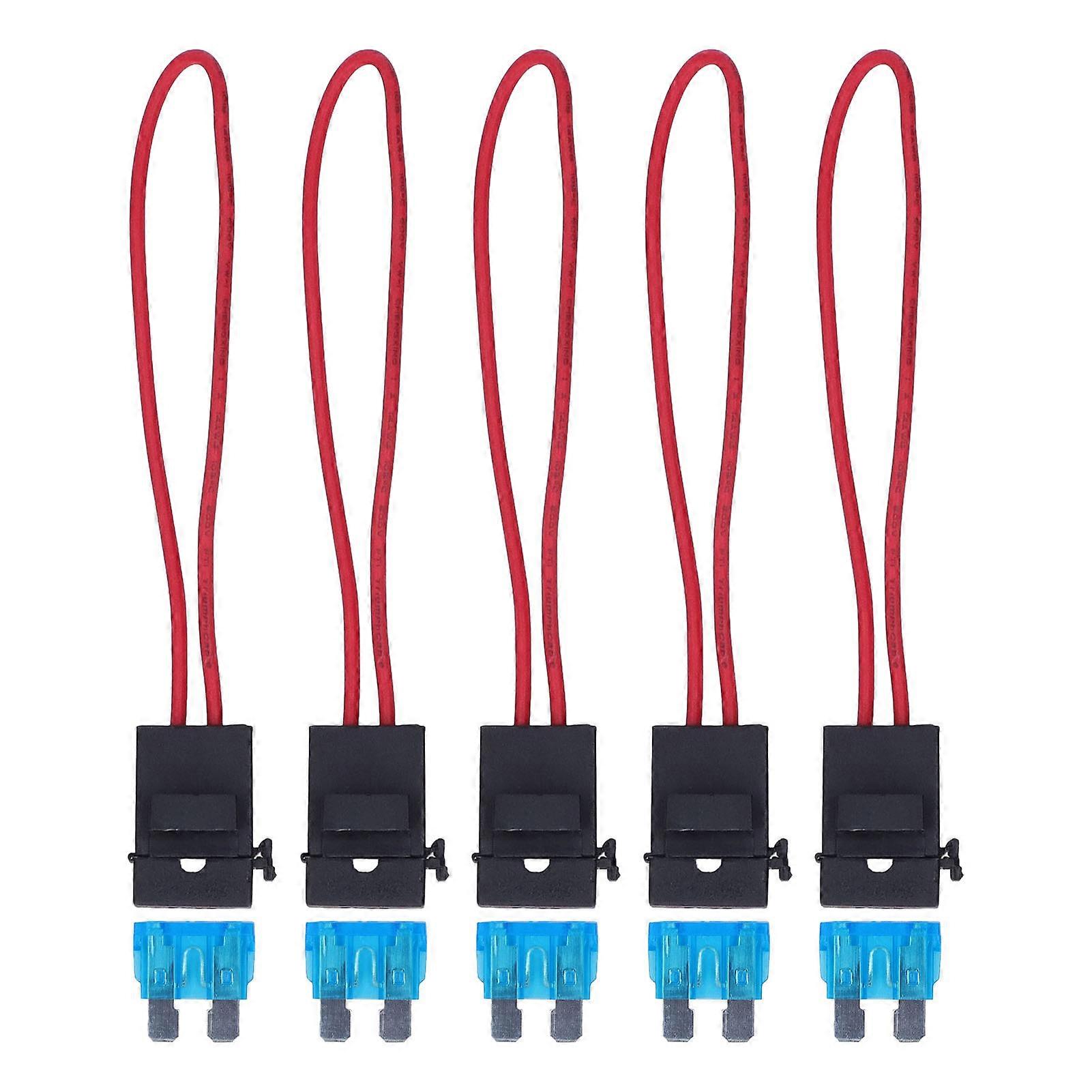 5 Pack Automotive Blade Fuse Holder Set with 15A Fuse Waterproof 14AWG Inline Fuse Holder 30A