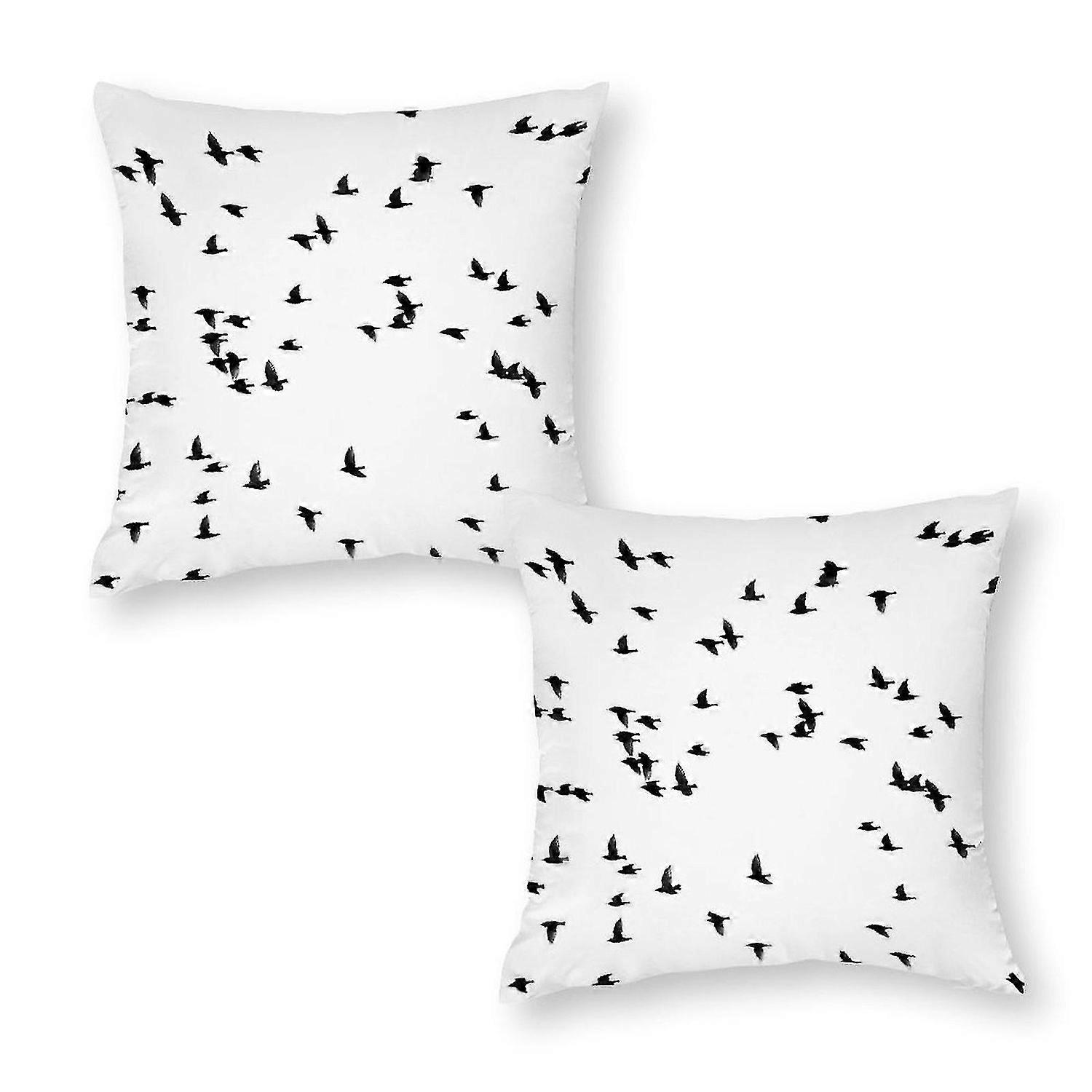Low Angle Photography Of Flock Of Flying Bird Print Pillowcase