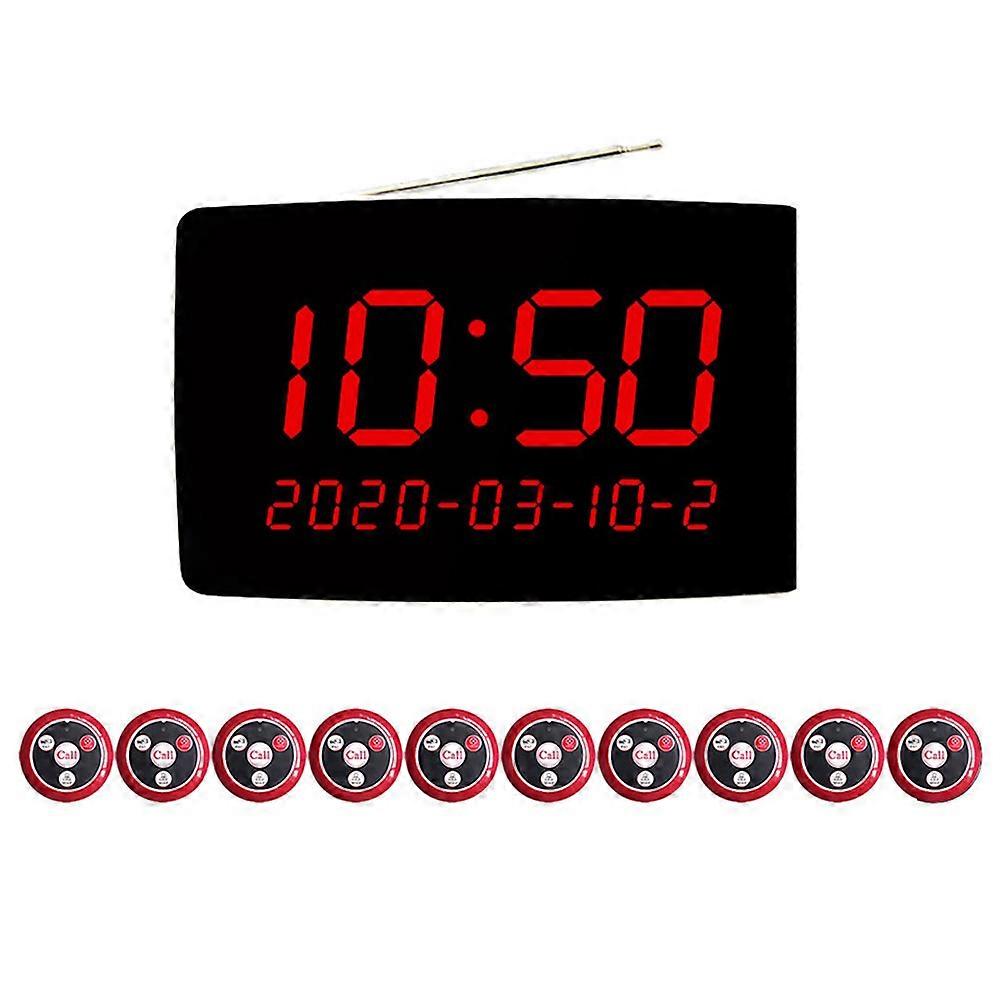Wireless Pager Waiter Calling System Paging Button with LED Display for Restaurant Cafe Bar Customer Service US Plug