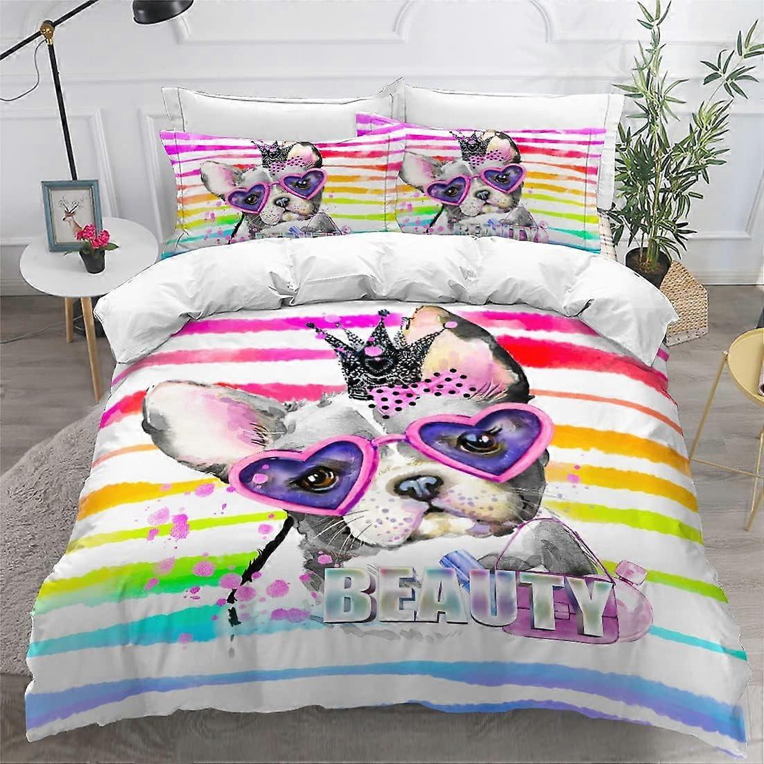 i561 3 Pcs Conjuntos de Cama Meninas Conjunto de Capa de Edredão Queen Size Impressão 3D Colorido Floral Microfibra Macia 1 Capa de Edredom com 2 Fronhas Sem Edredom(B