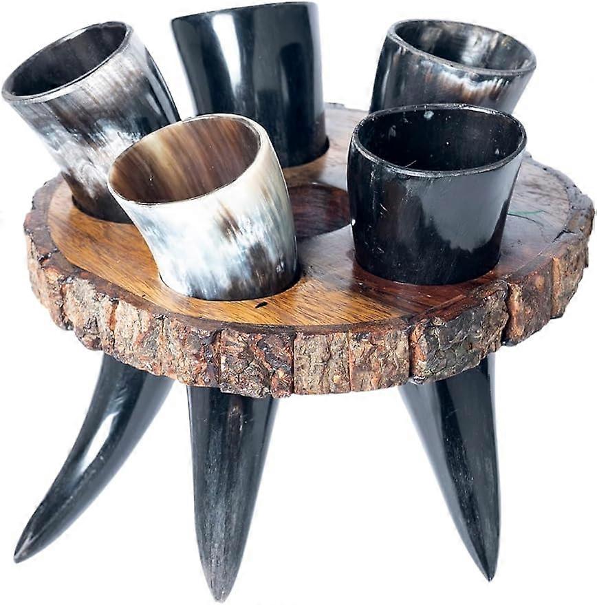 50-60 ml Shot Glass Σετ 5 PC Buffalo Horn Viking Drinking Horn Shot Κούπες Χειροποίητο Real Horn Shot Glass για καφέ Μπύρα Βότκα | Κόρνα Shot Glas